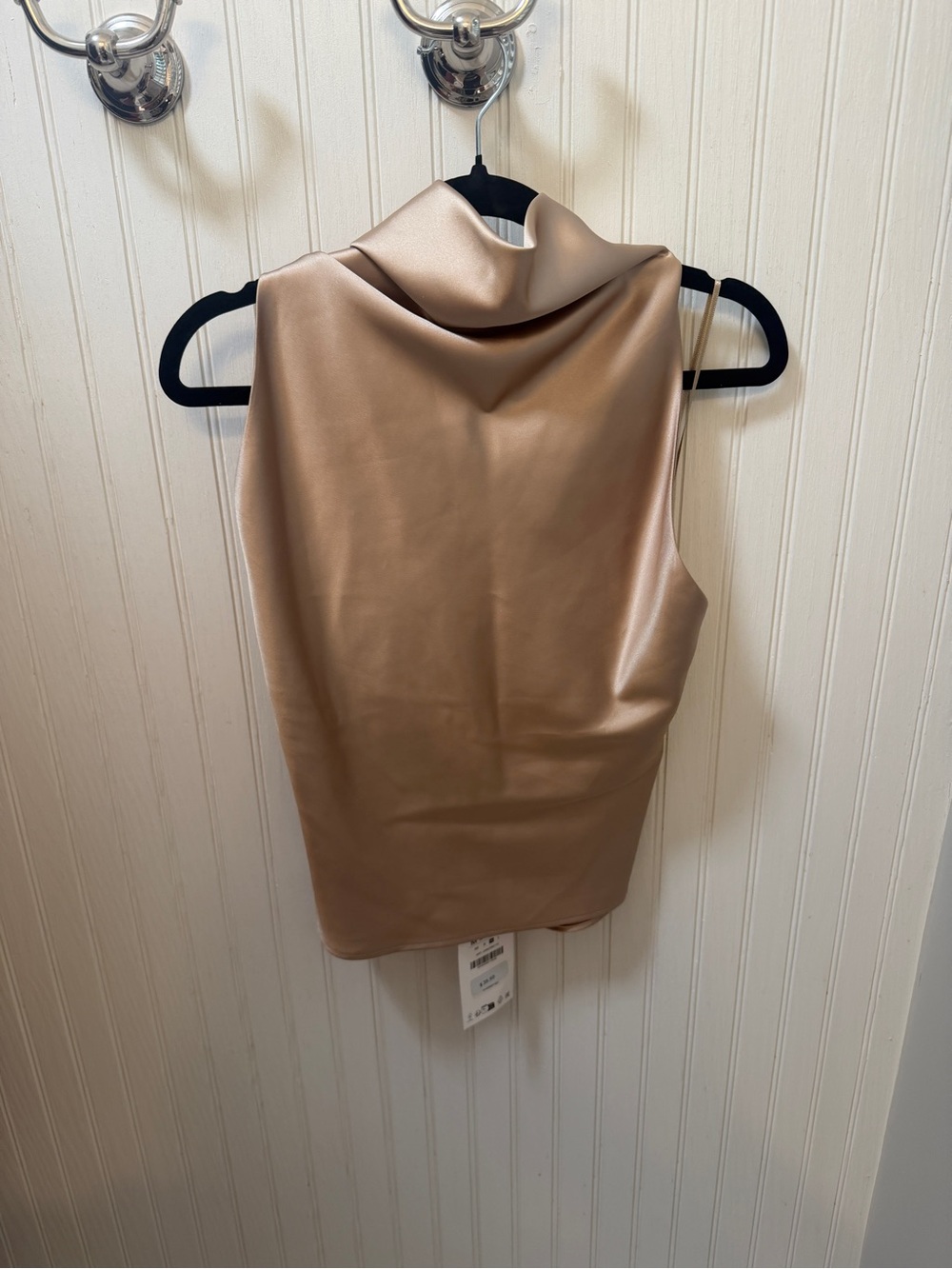NWT Zara Satin effect Cowl Neck Sleeveless Top - champagne